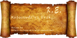 Kolozsvári Erik névjegykártya